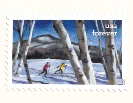 100 Winter Skiing Forever Stamps Christmas Holiday Postage for Mailing